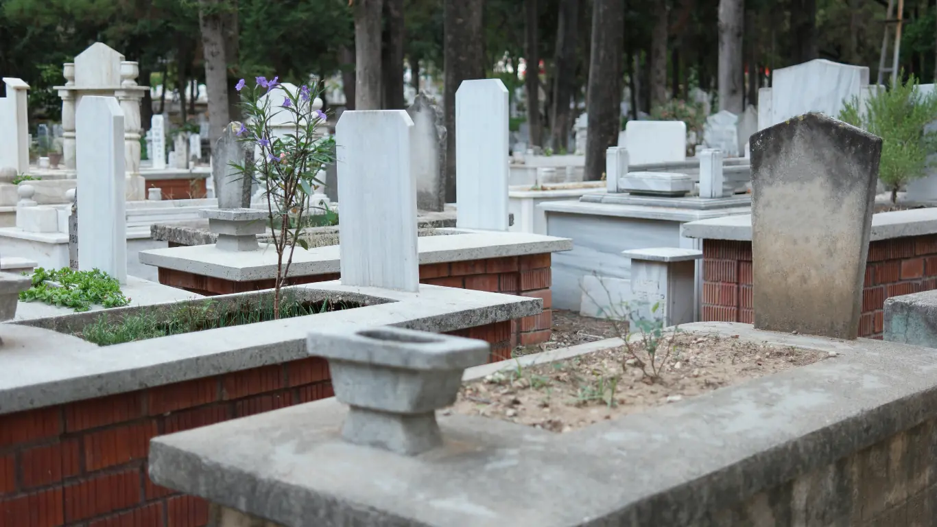 Turkish cemetery visited during Bayram to remember deceased relatives